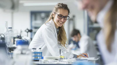 u3625161553 two young scientists leaning over a lab table wit ff9b8994 fba6 4627 9ed5 372c4894d0f4 2
